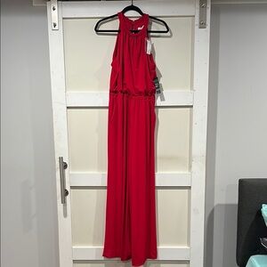 Elegant Red Halter Jumpsuit